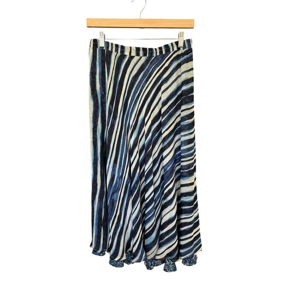 Coldwater Creek Women's Reversible Skirt Size 2X (20-22) Blue Stripe/ Floral - Picture 1 of 3